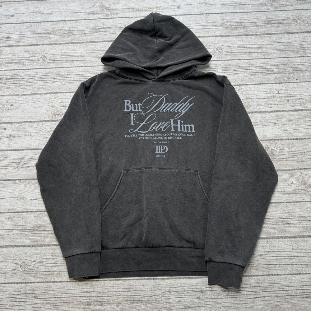 Taylor Swift Hoodie Women's XS Gray But Daddy I Love Him TTPD Swiftie Pullover